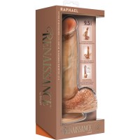 Renaissance Raphael 9.5" Dual Density Sliding Foreskin Suction Cup Dildo With Squeezable Balls - Caramel